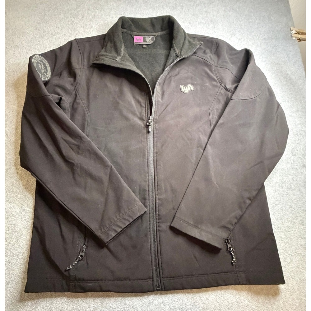 Lyft Driver Softshell Jacket Black Fleece Lined Full Zip Size S